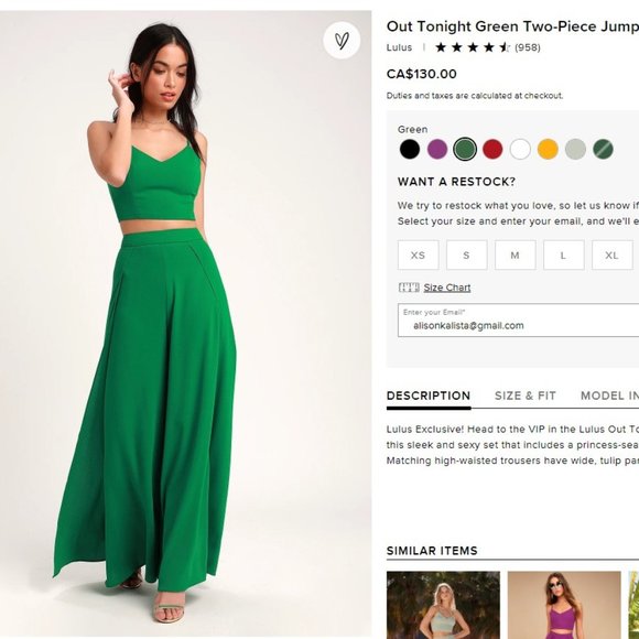 Lulu's Out Tonight - Green Jumpsuit - Picture 1 of 3